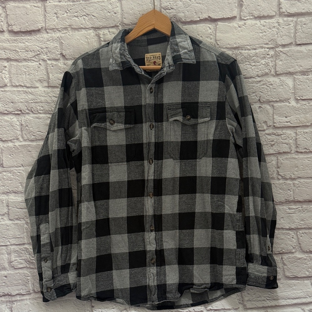 Black and Gray Plaid Button-Up flannel shirt
